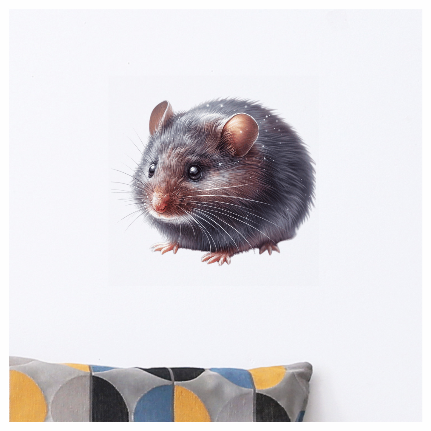Grey Mouse Small Round Cute Vinyl Sticker Decal