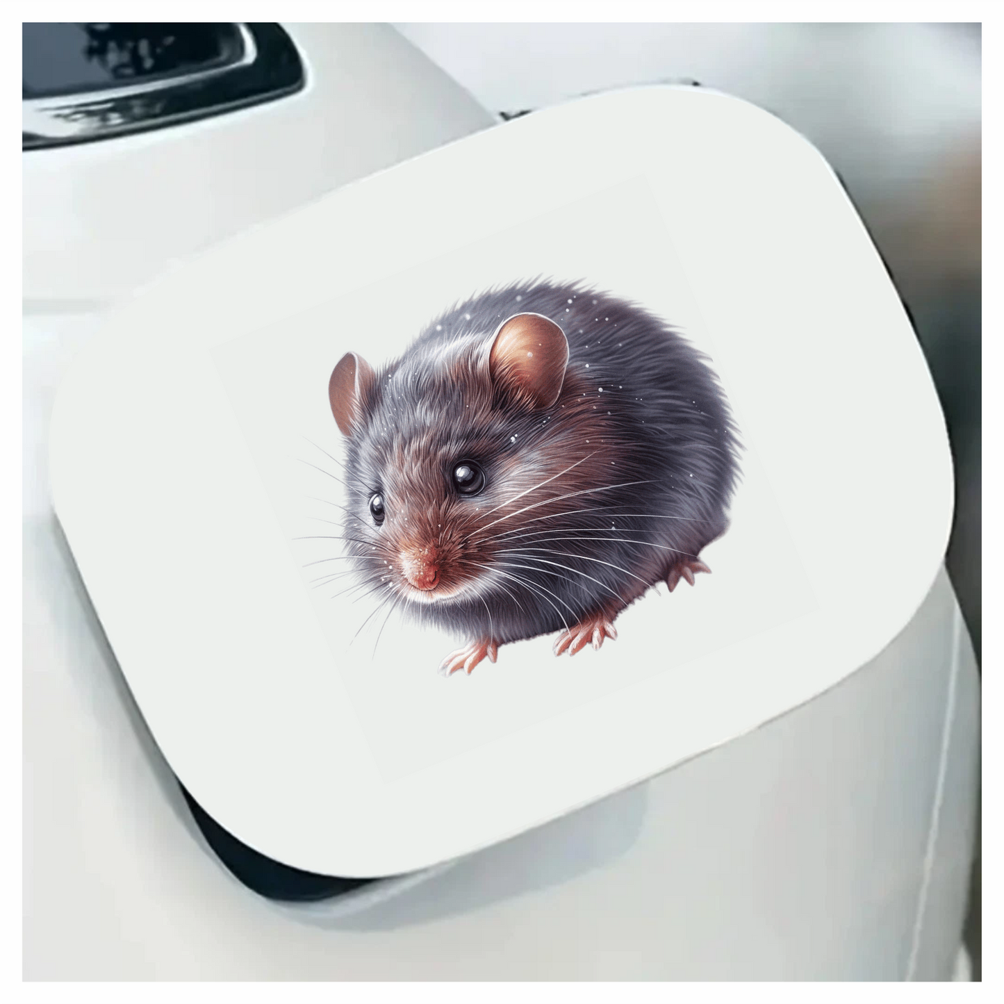 Grey Mouse Small Round Cute Vinyl Sticker Decal