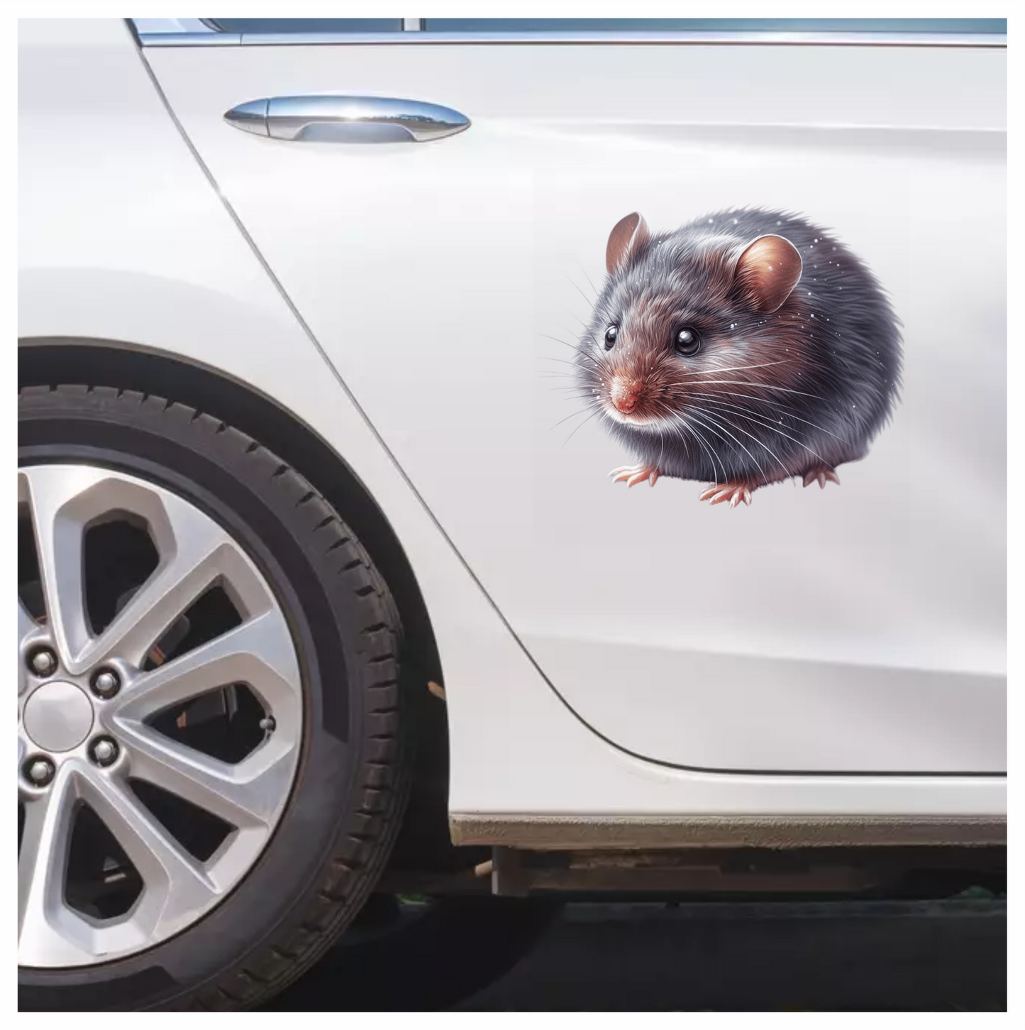 Grey Mouse Small Round Cute Vinyl Sticker Decal