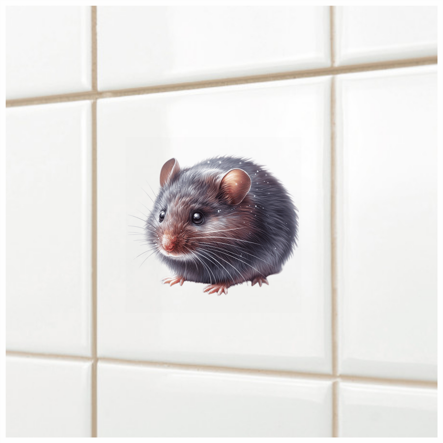 Grey Mouse Small Round Cute Vinyl Sticker Decal