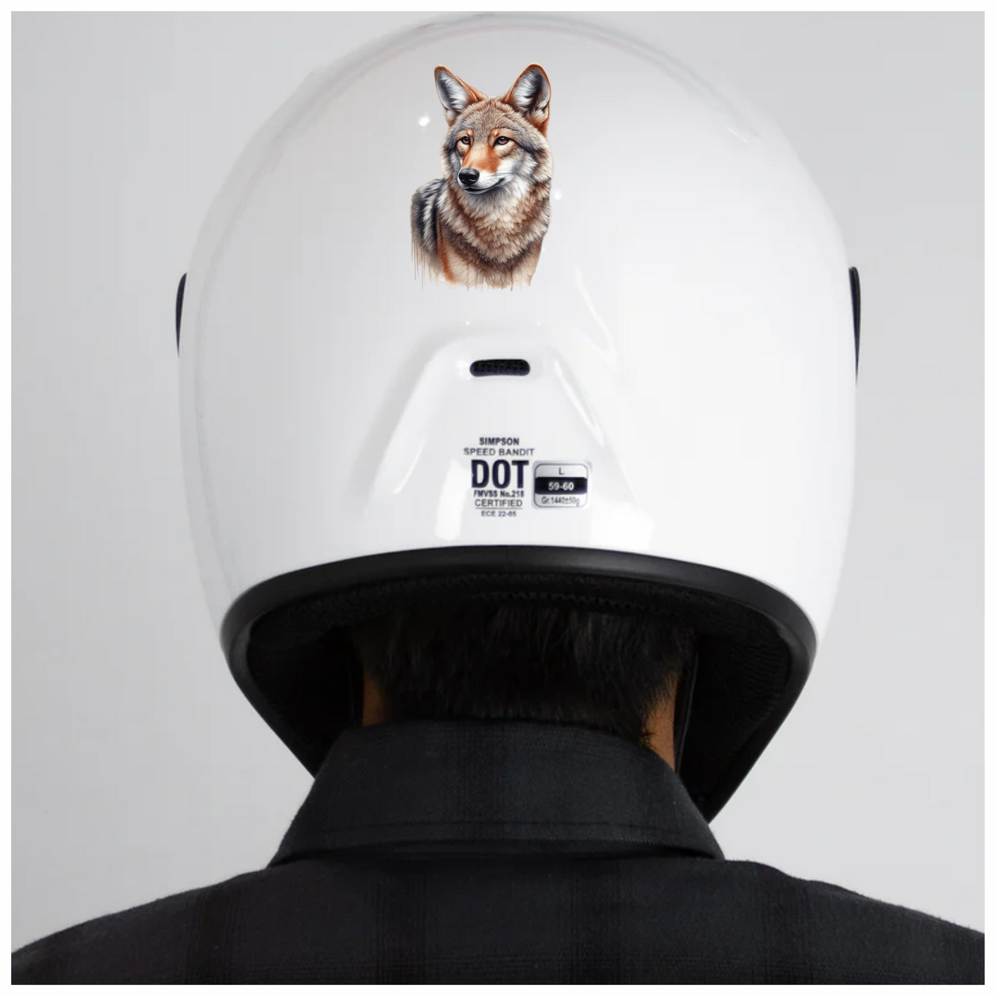 Brown Grey Coyote Realistic Portrait Vinyl Sticker Decal