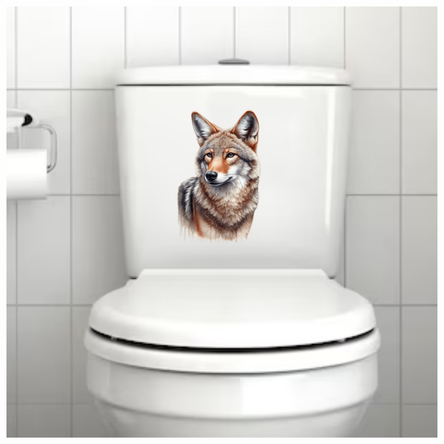 Brown Grey Coyote Realistic Portrait Vinyl Sticker Decal
