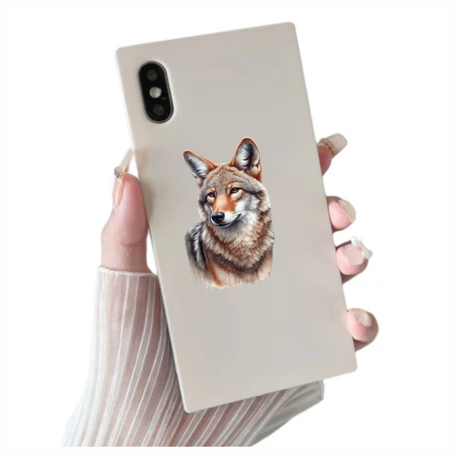 Brown Grey Coyote Realistic Portrait Vinyl Sticker Decal
