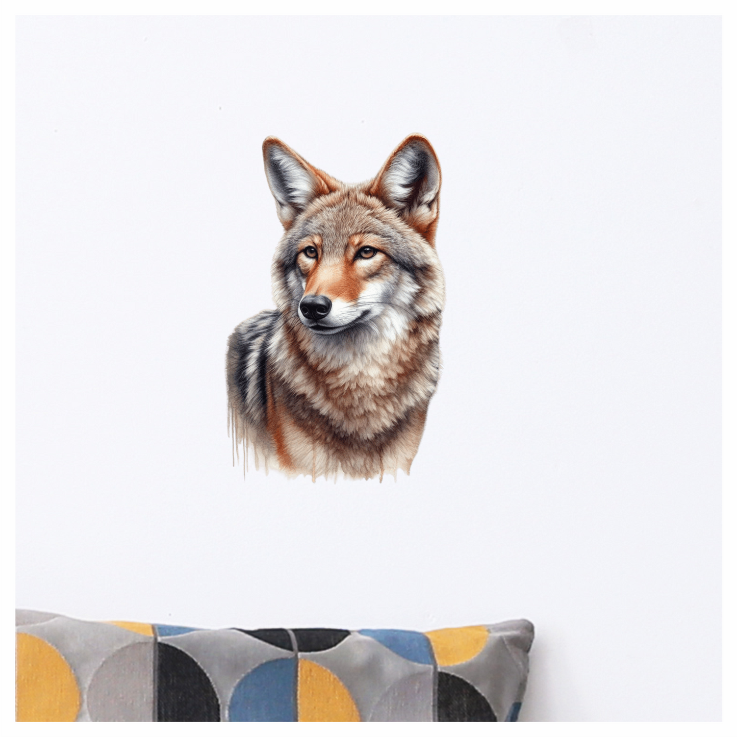 Brown Grey Coyote Realistic Portrait Vinyl Sticker Decal