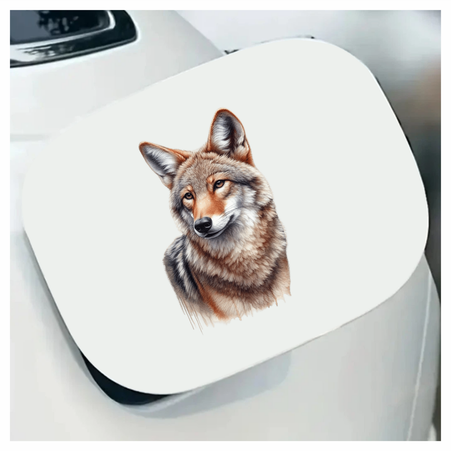 Brown Grey Coyote Realistic Portrait Vinyl Sticker Decal