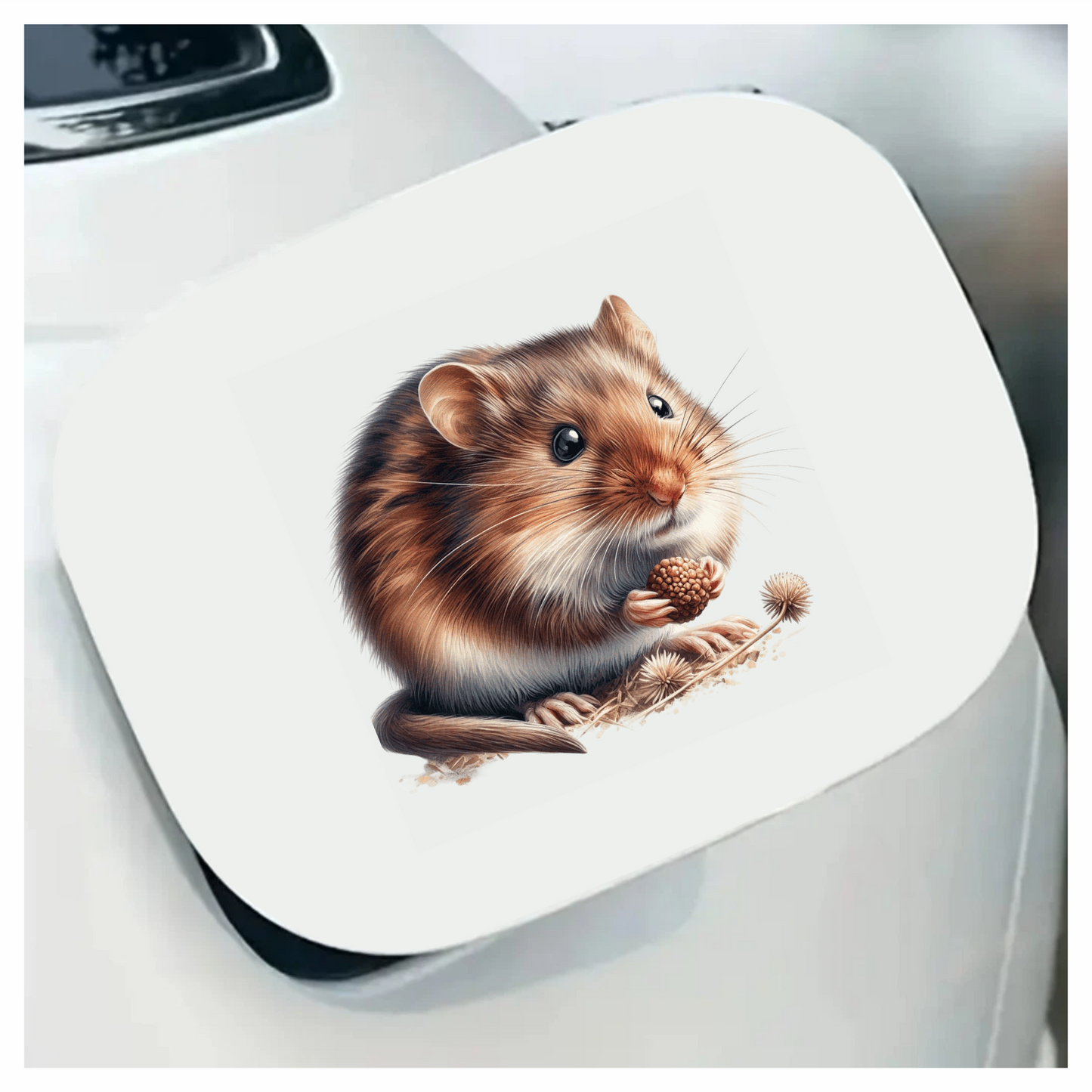 Brown Hamster Fluffy Seed Vinyl Sticker Decal