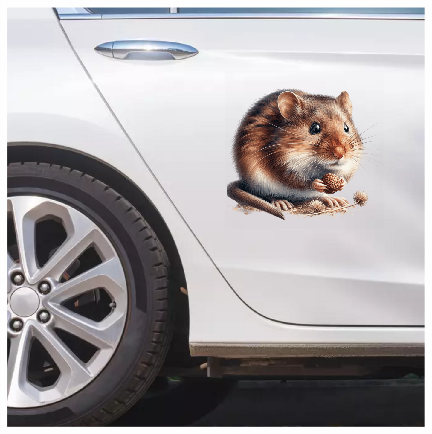Brown Hamster Fluffy Seed Vinyl Sticker Decal