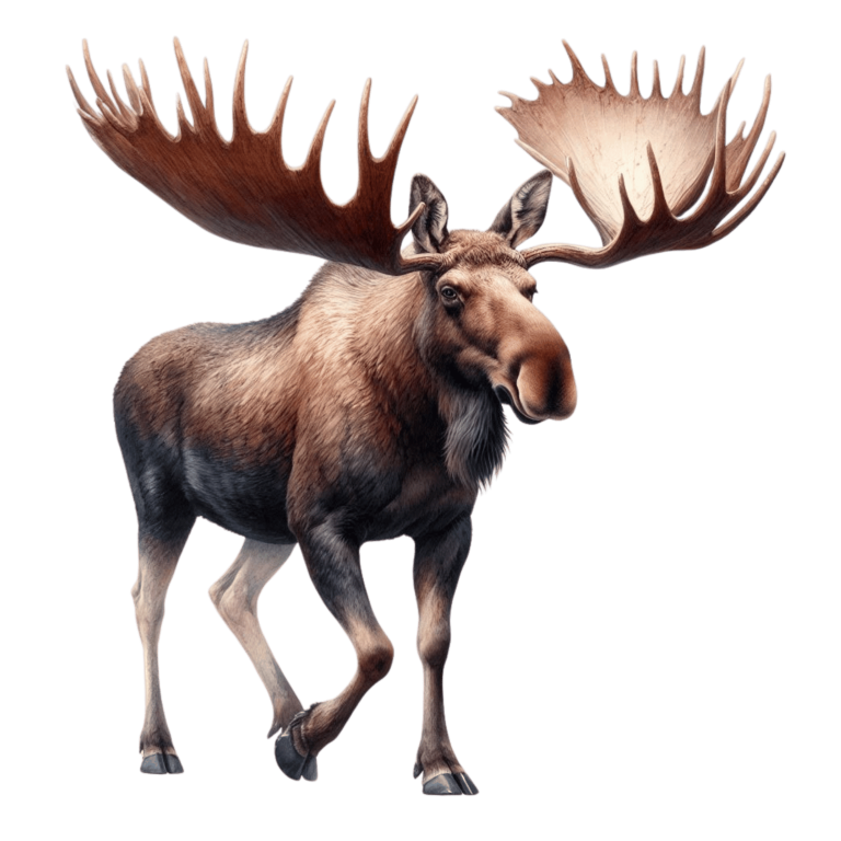 Brown Moose Large Antlers Walking Vinyl Sticker Decal