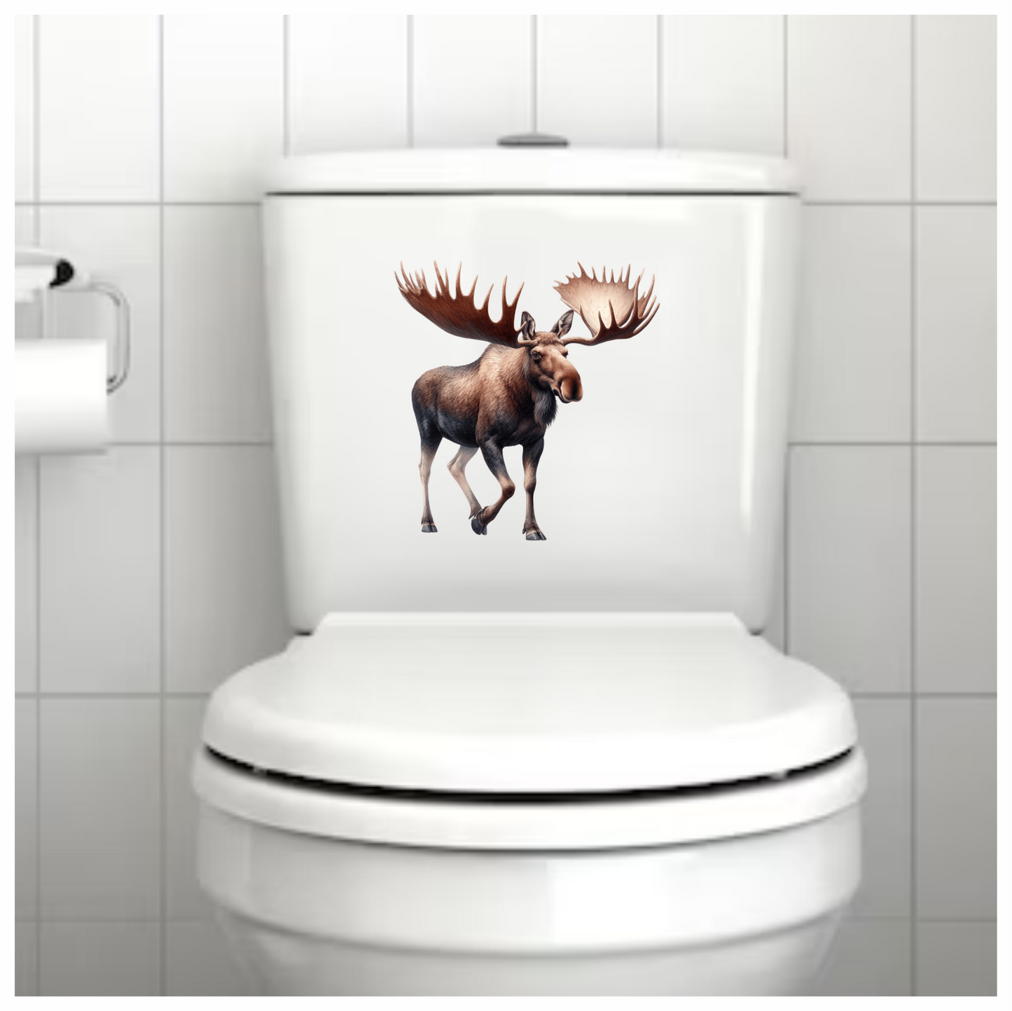 Brown Moose Large Antlers Walking Vinyl Sticker Decal