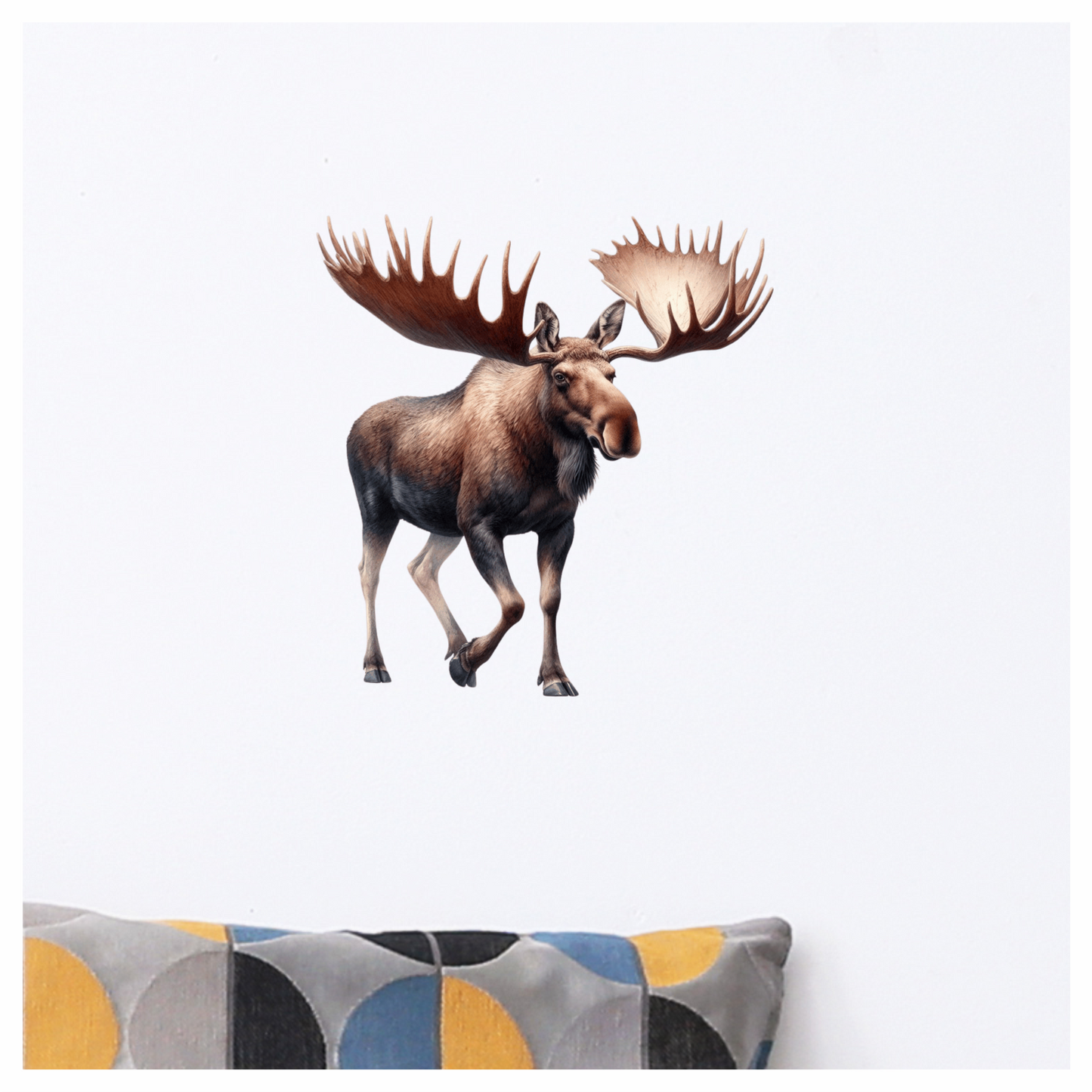 Brown Moose Large Antlers Walking Vinyl Sticker Decal