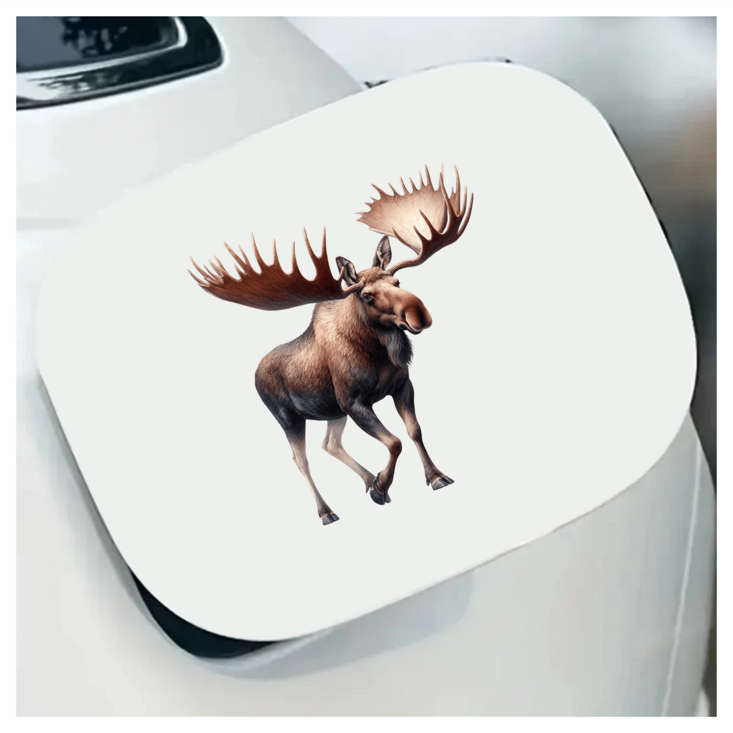 Brown Moose Large Antlers Walking Vinyl Sticker Decal