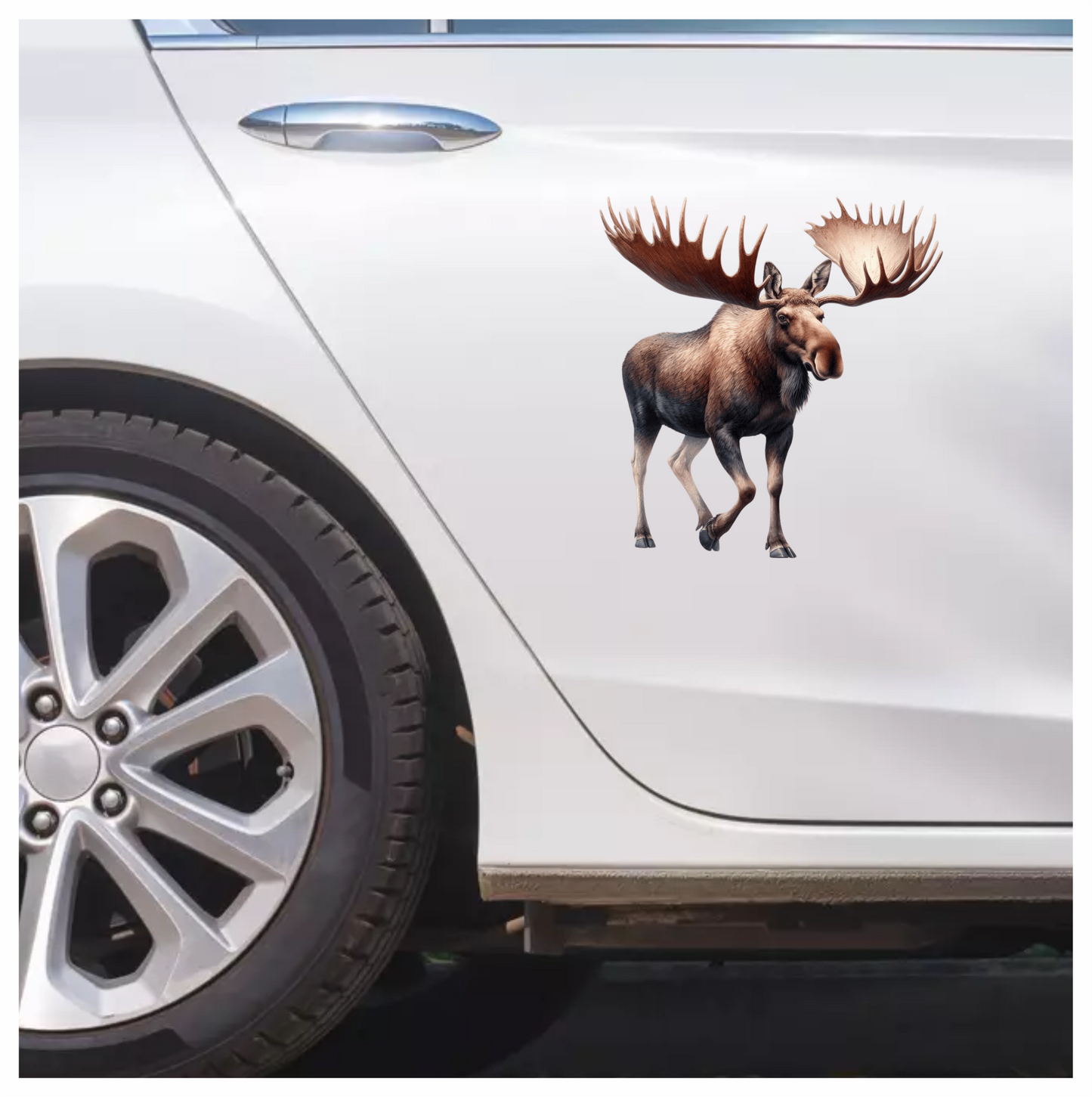 Brown Moose Large Antlers Walking Vinyl Sticker Decal