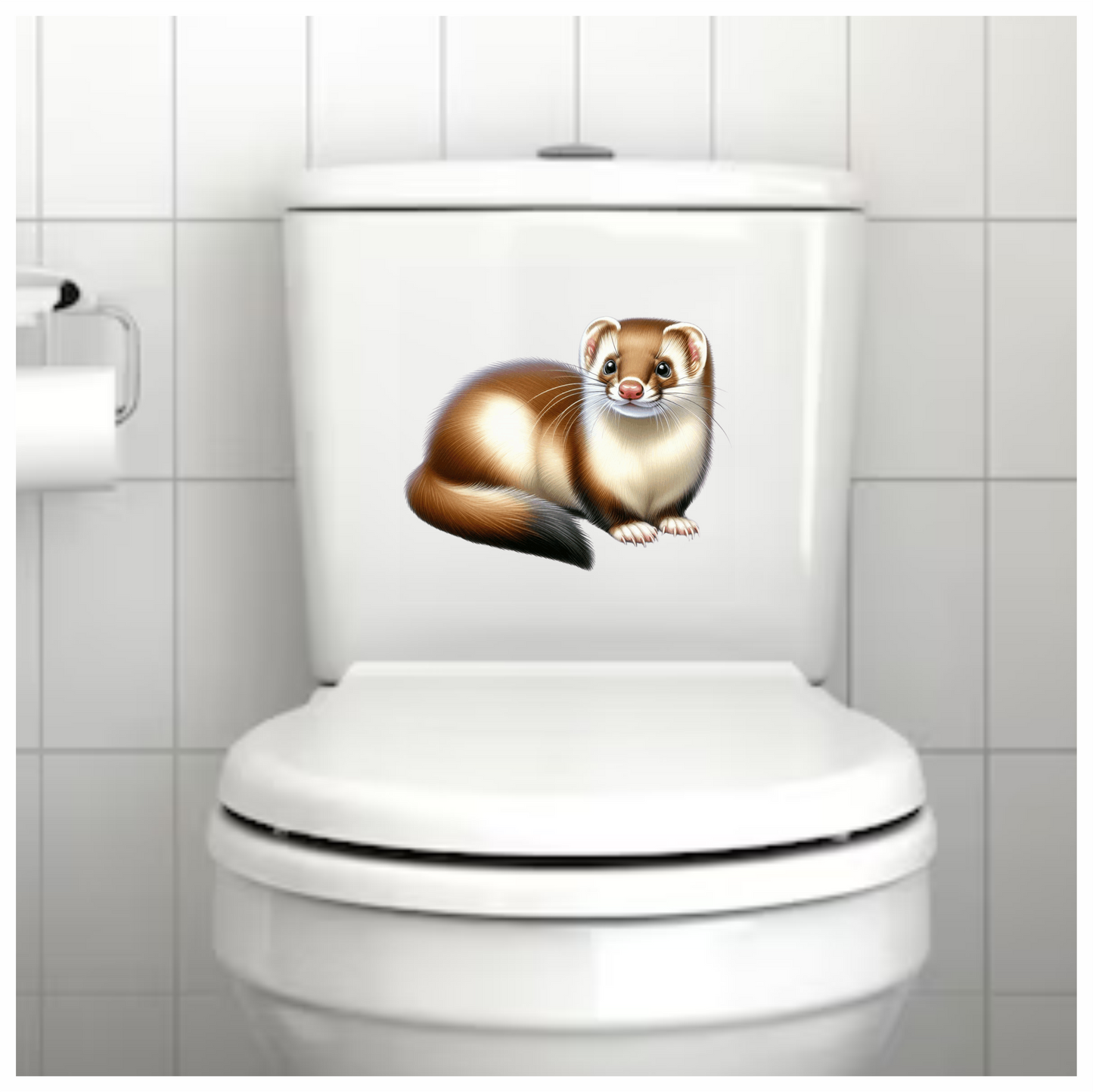 Brown Ferret Cartoon Animal Drawing Vinyl Sticker Decal