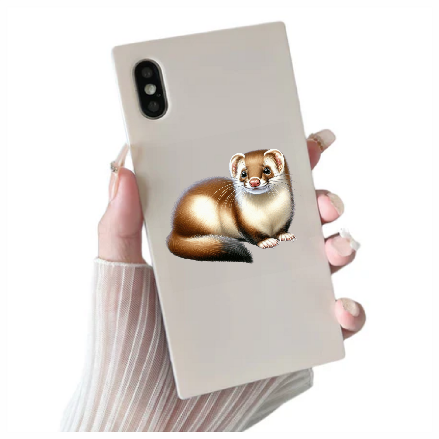 Brown Ferret Cartoon Animal Drawing Vinyl Sticker Decal