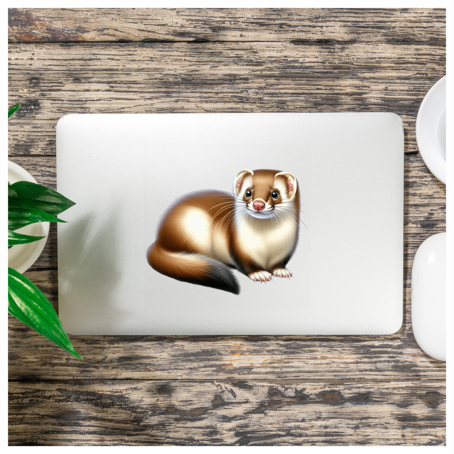 Brown Ferret Cartoon Animal Drawing Vinyl Sticker Decal