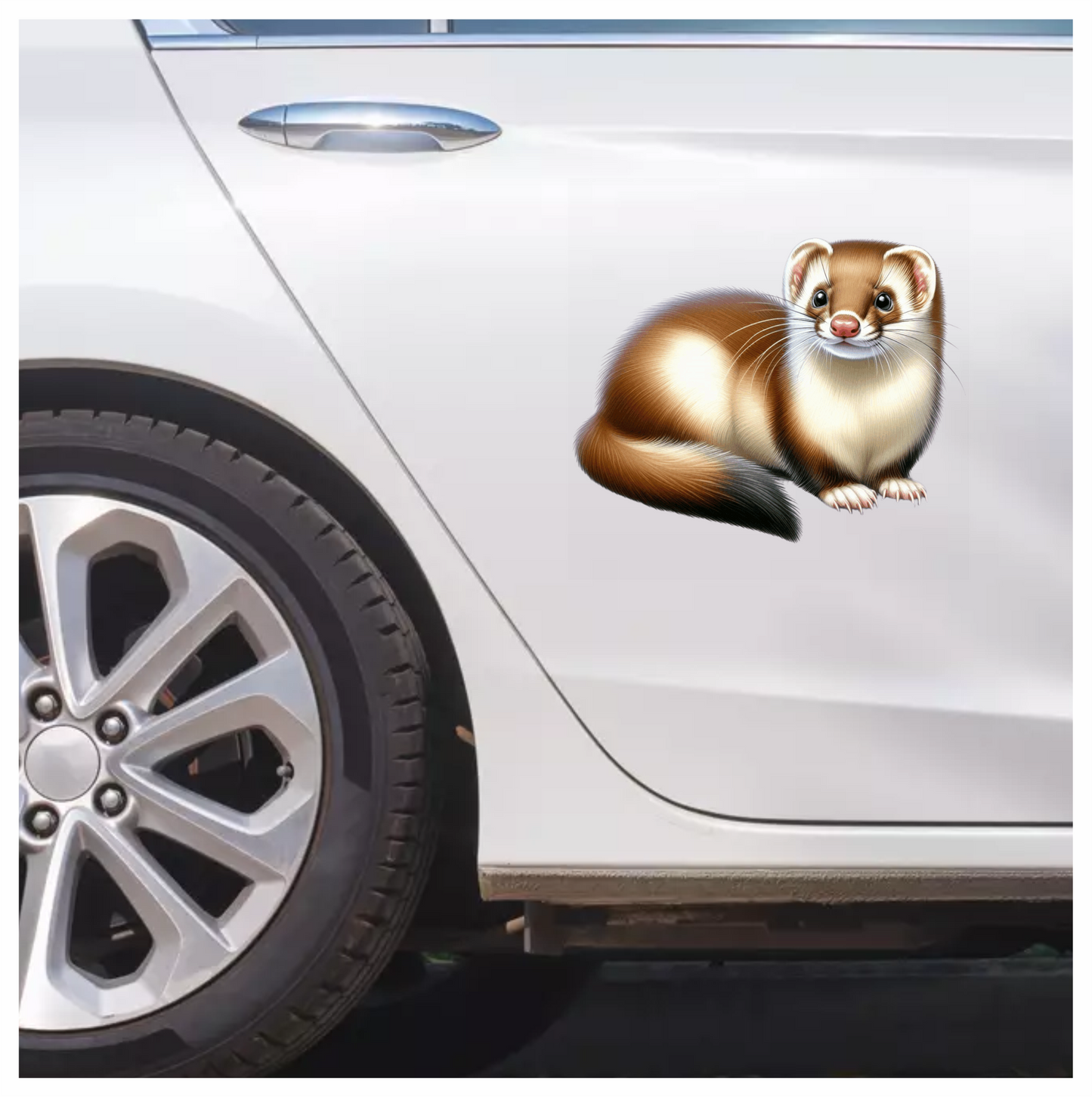 Brown Ferret Cartoon Animal Drawing Vinyl Sticker Decal