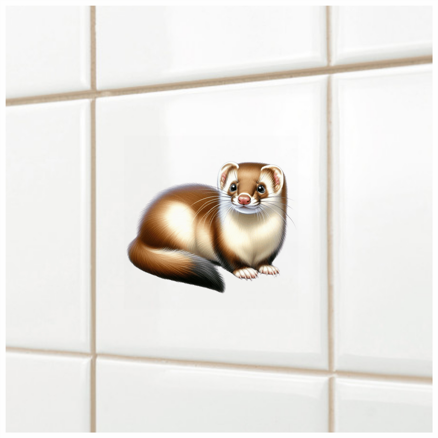 Brown Ferret Cartoon Animal Drawing Vinyl Sticker Decal