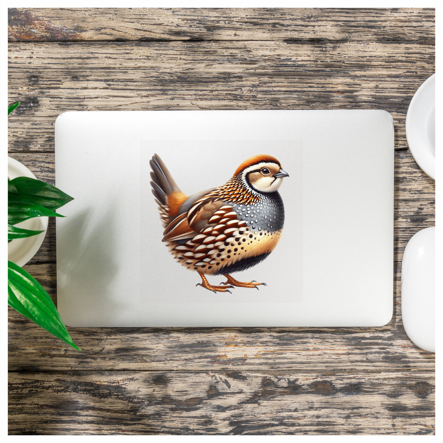 Brown Bird Quail Patterned Feathers Vinyl Sticker Decal