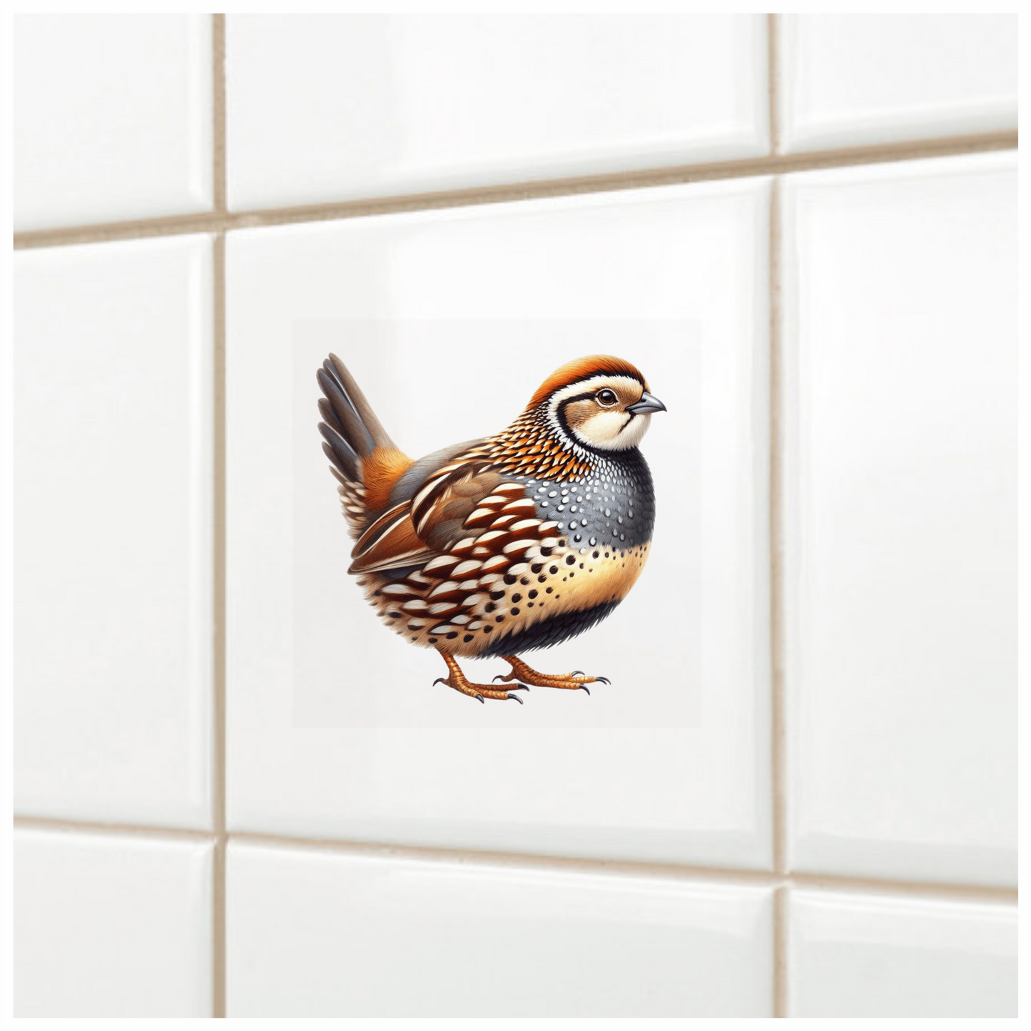 Brown Bird Quail Patterned Feathers Vinyl Sticker Decal