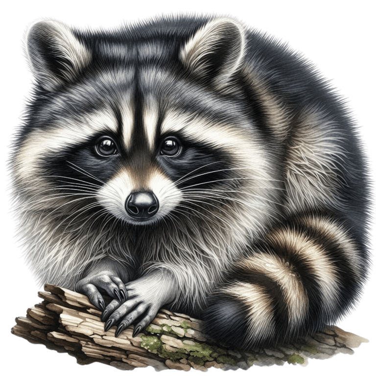 Raccoon Black Fur Wood Vinyl Sticker Decal