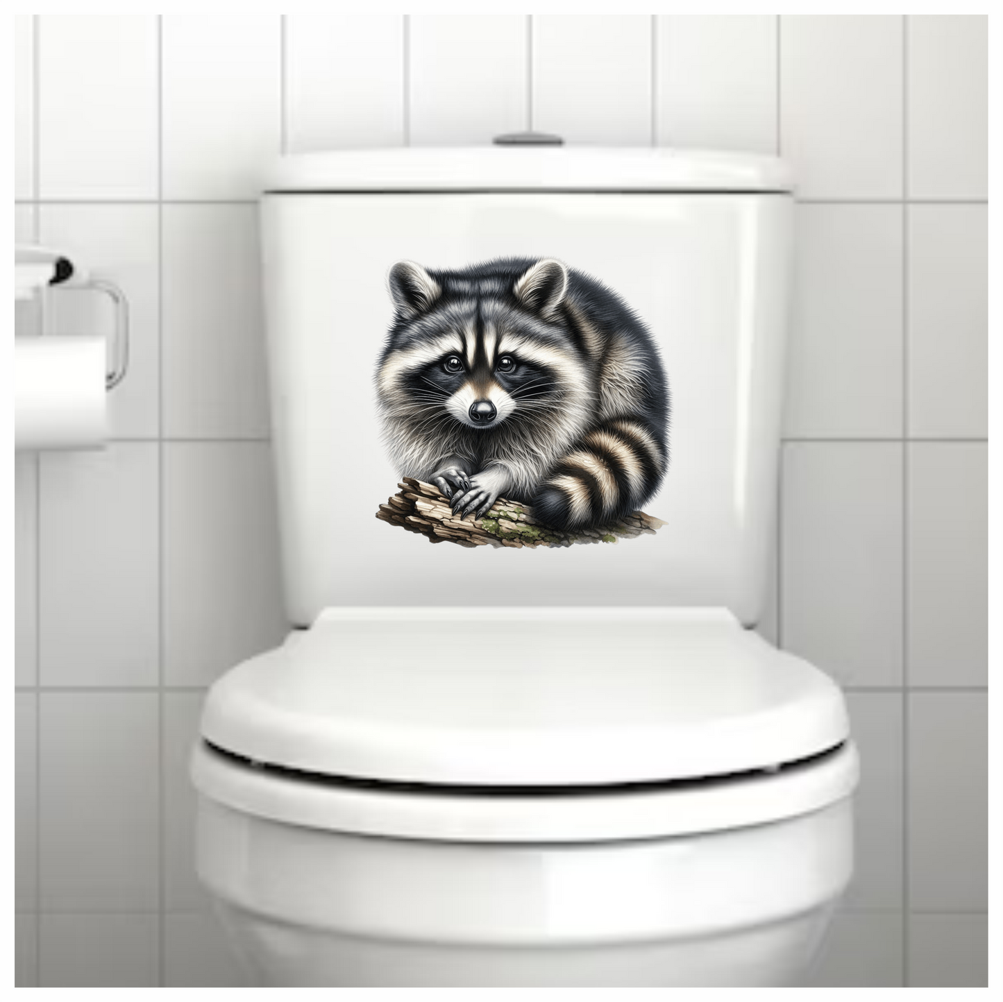 Raccoon Black Fur Wood Vinyl Sticker Decal