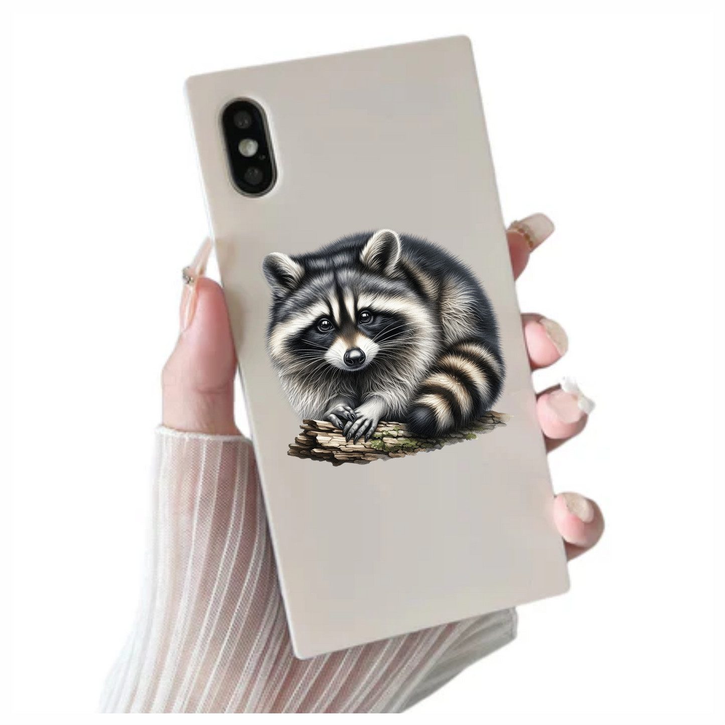 Raccoon Black Fur Wood Vinyl Sticker Decal