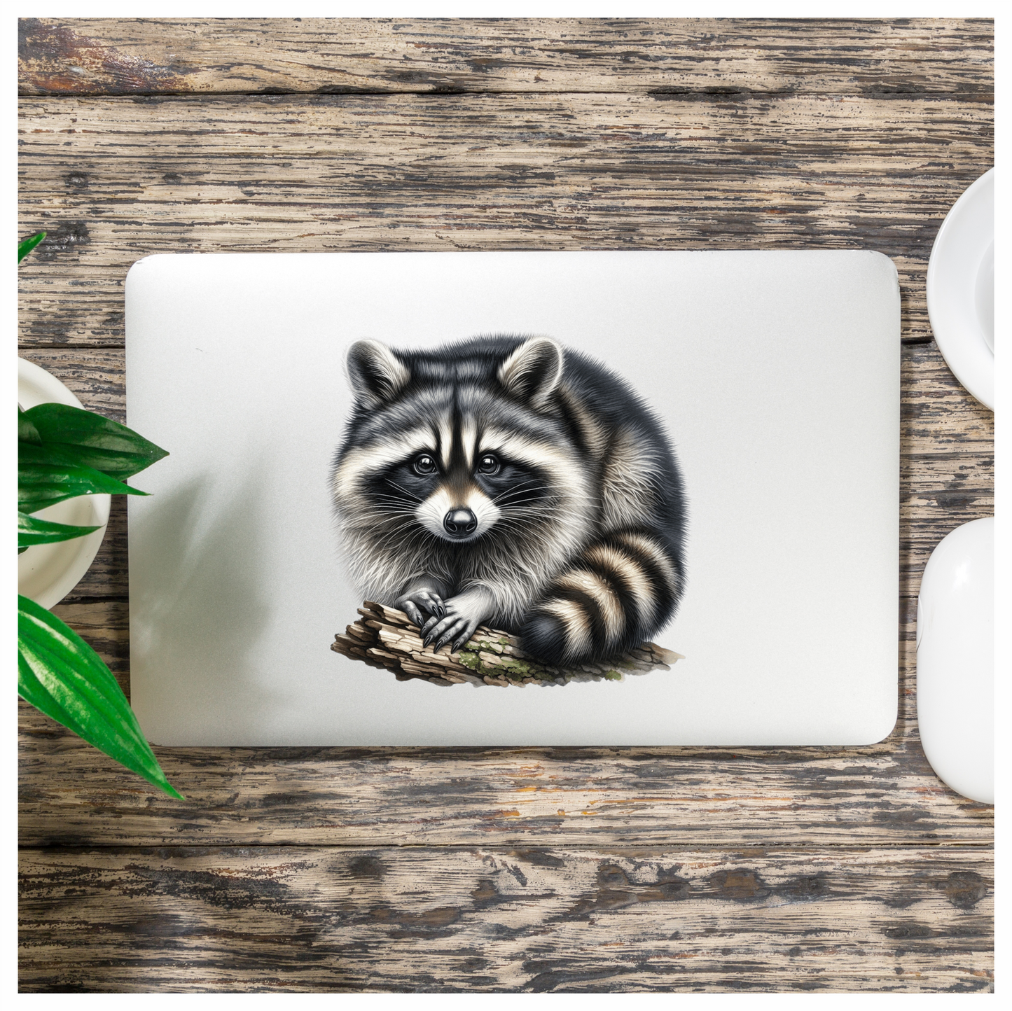 Raccoon Black Fur Wood Vinyl Sticker Decal