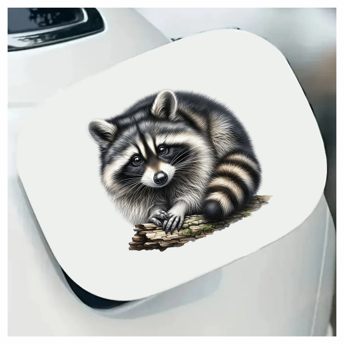 Raccoon Black Fur Wood Vinyl Sticker Decal