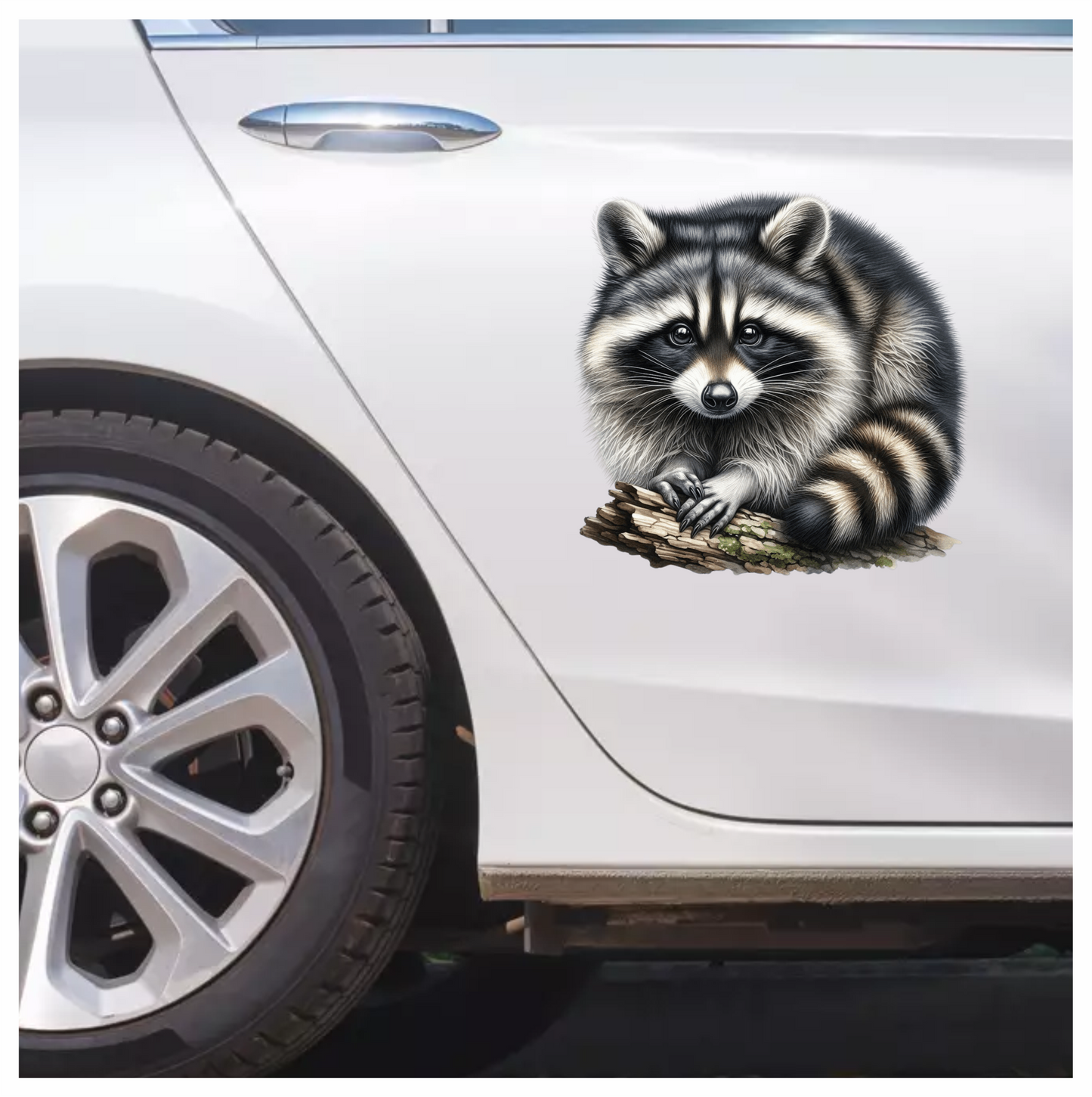 Raccoon Black Fur Wood Vinyl Sticker Decal
