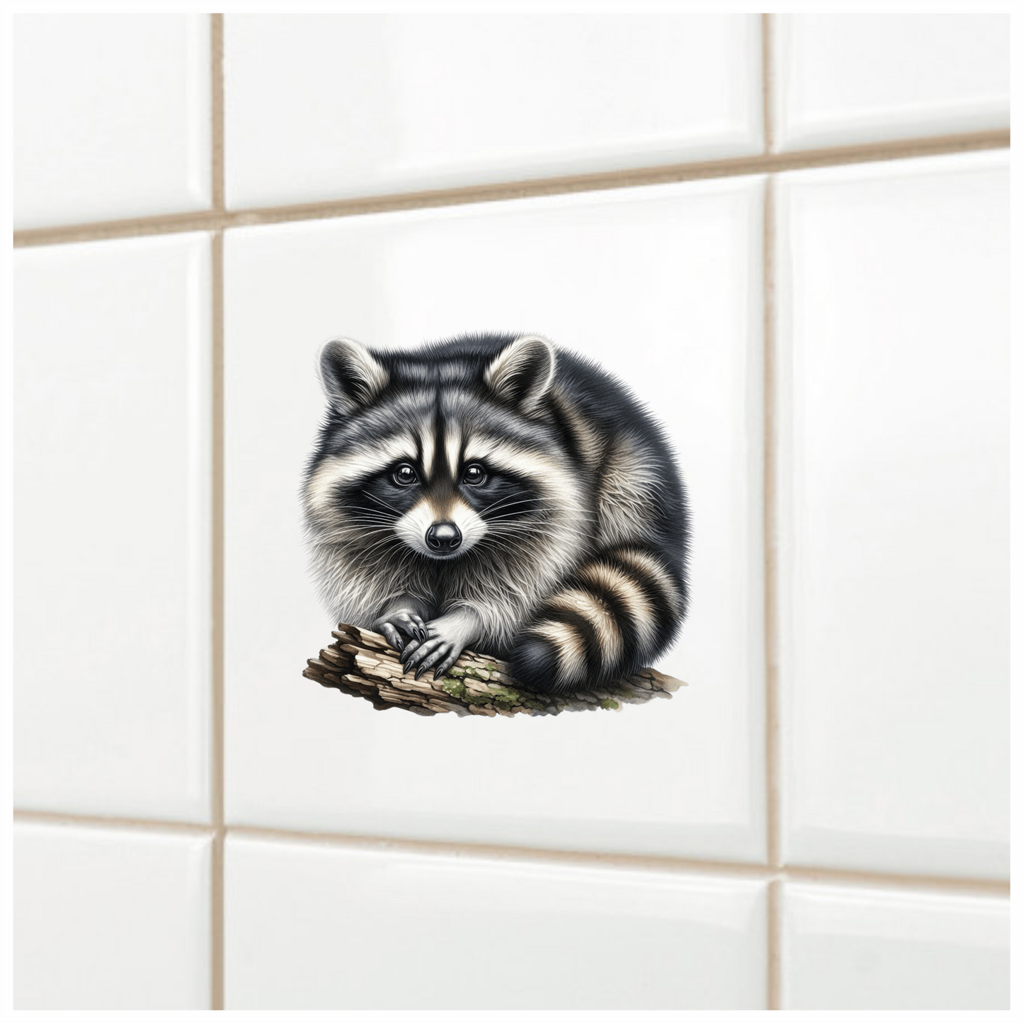 Raccoon Black Fur Wood Vinyl Sticker Decal