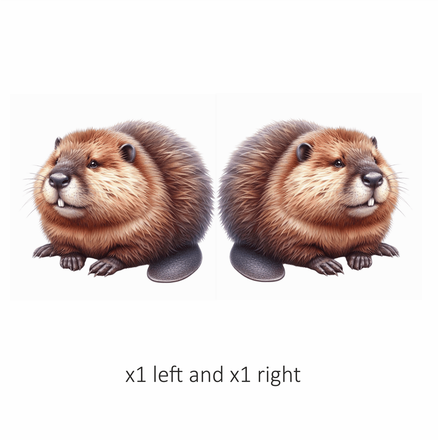 Beaver Brown Fur Big Teeth Tail Vinyl Sticker Decal