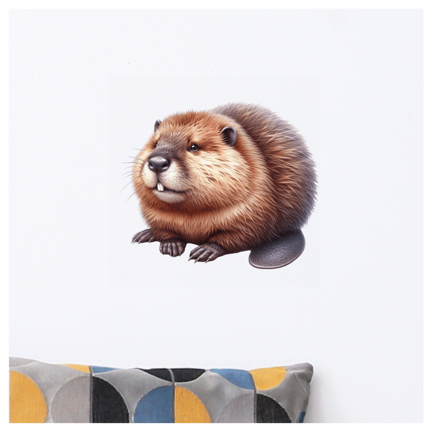 Beaver Brown Fur Big Teeth Tail Vinyl Sticker Decal