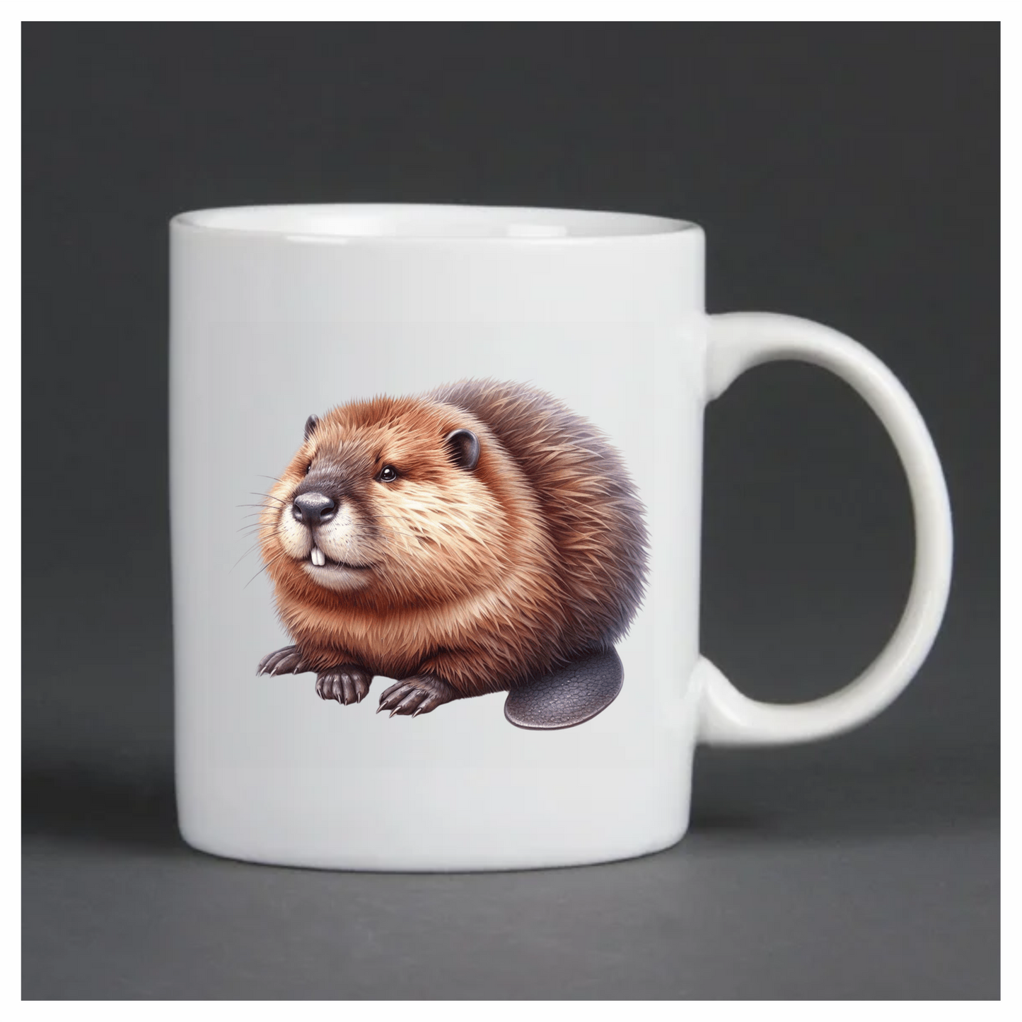 Beaver Brown Fur Big Teeth Tail Vinyl Sticker Decal