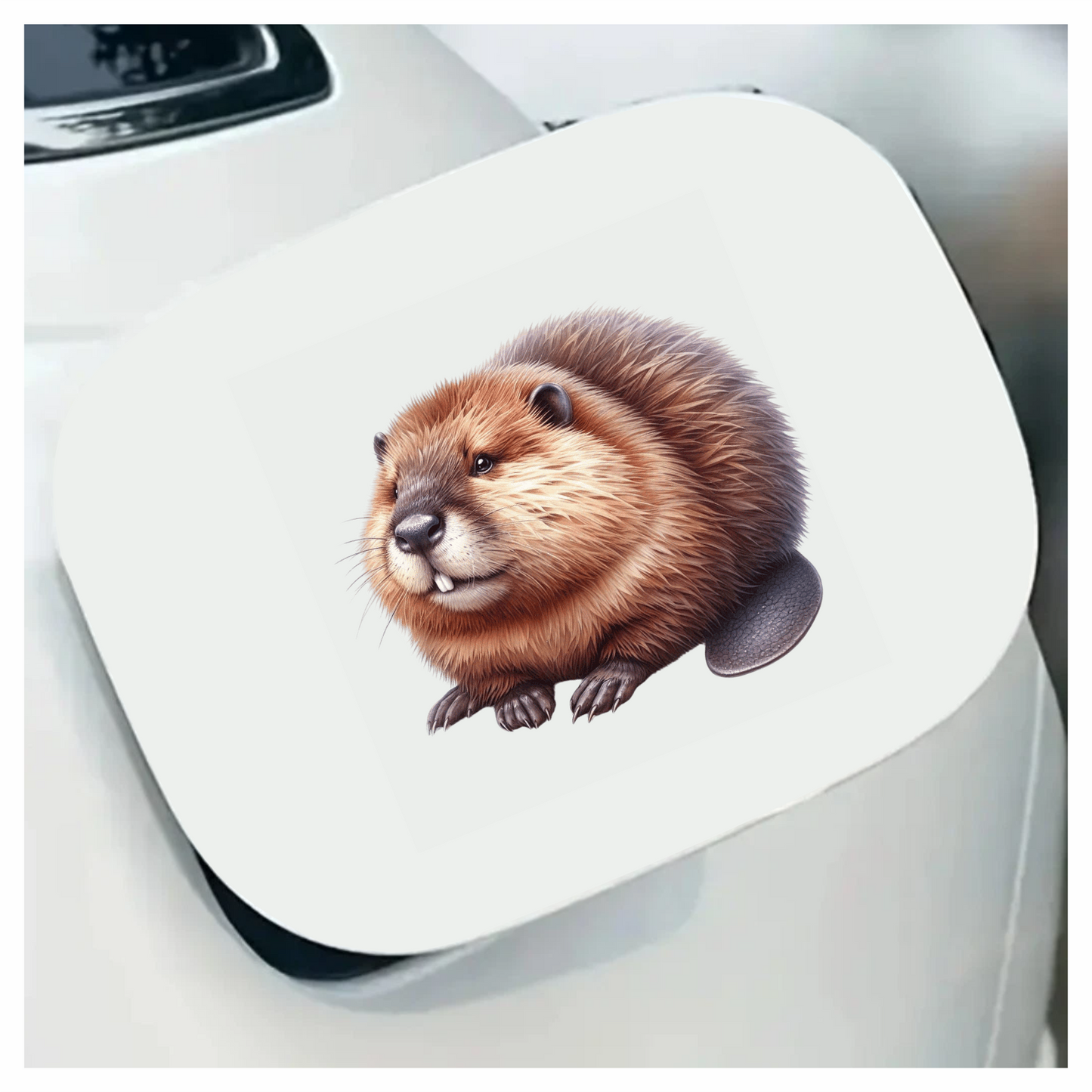 Beaver Brown Fur Big Teeth Tail Vinyl Sticker Decal