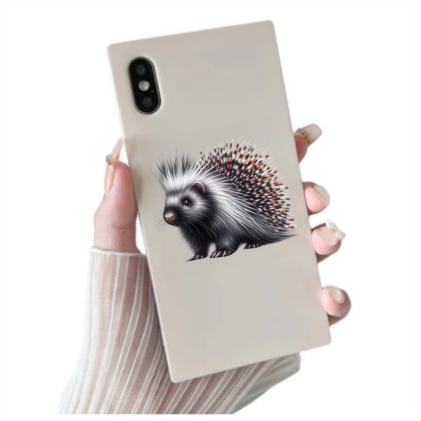 Porcupine White Spikes Animal Vinyl Sticker Decal