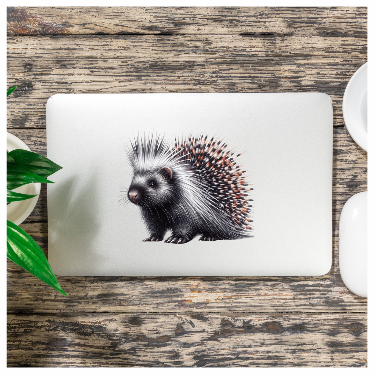Porcupine White Spikes Animal Vinyl Sticker Decal