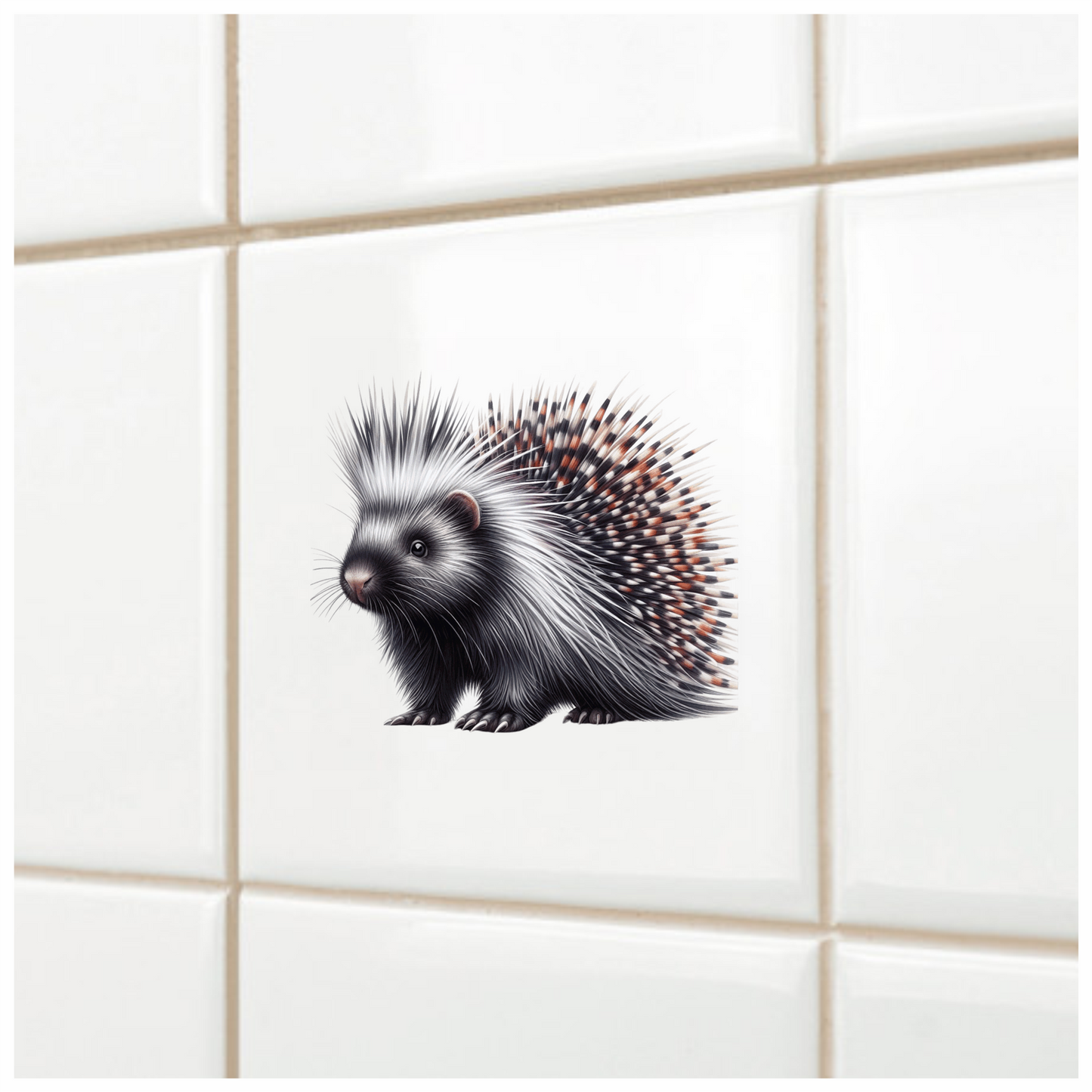 Porcupine White Spikes Animal Vinyl Sticker Decal