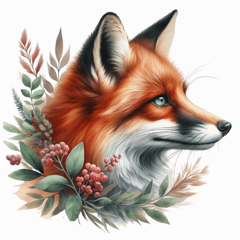 Fox Red Leaves Green Forest Vinyl Sticker Decal