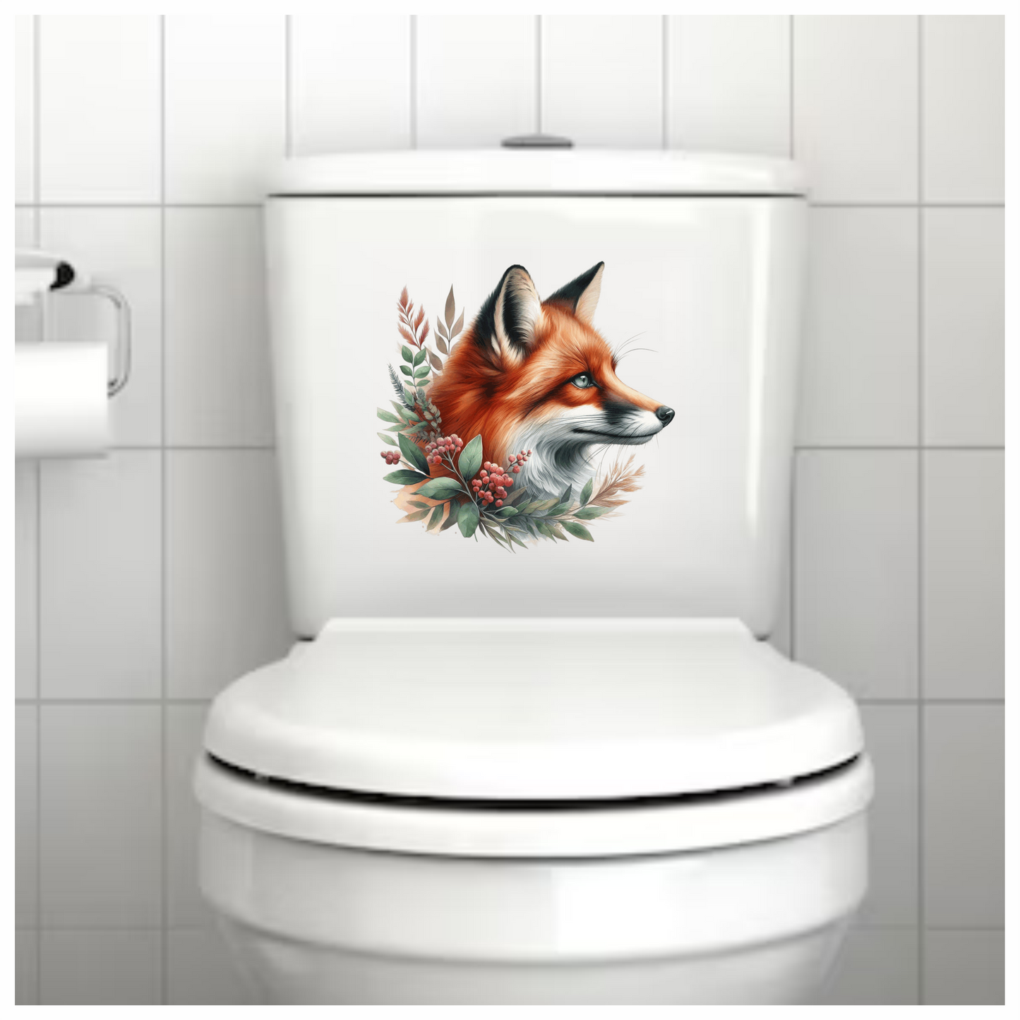 Fox Red Leaves Green Forest Vinyl Sticker Decal