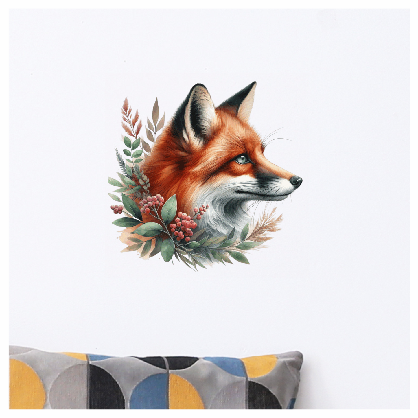 Fox Red Leaves Green Forest Vinyl Sticker Decal