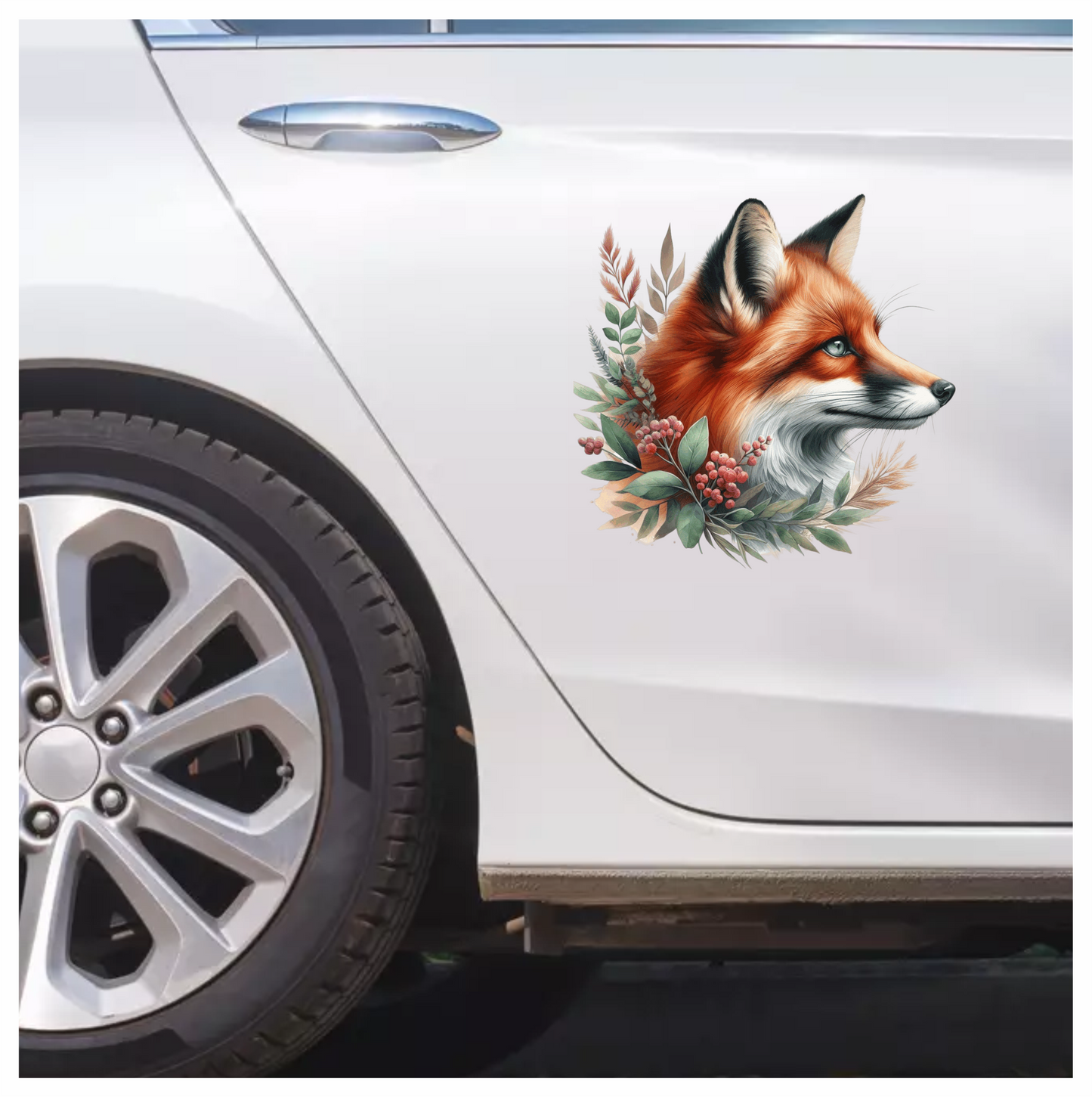Fox Red Leaves Green Forest Vinyl Sticker Decal