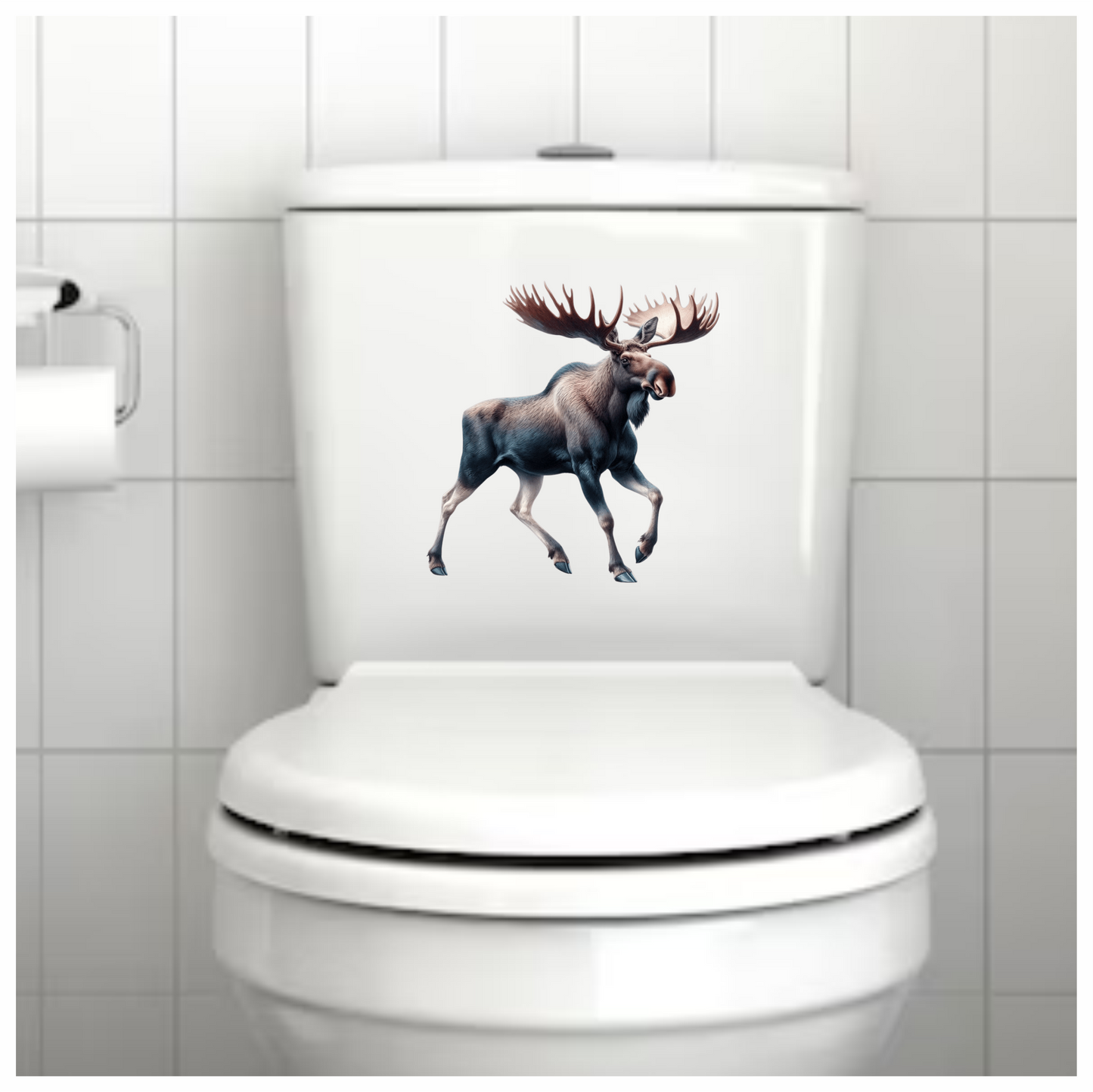 Moose Brown Forest Animal Running Vinyl Sticker Decal