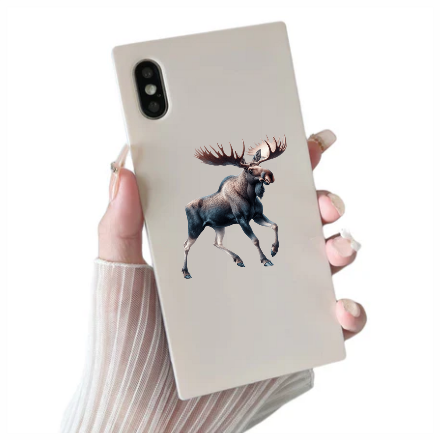 Moose Brown Forest Animal Running Vinyl Sticker Decal