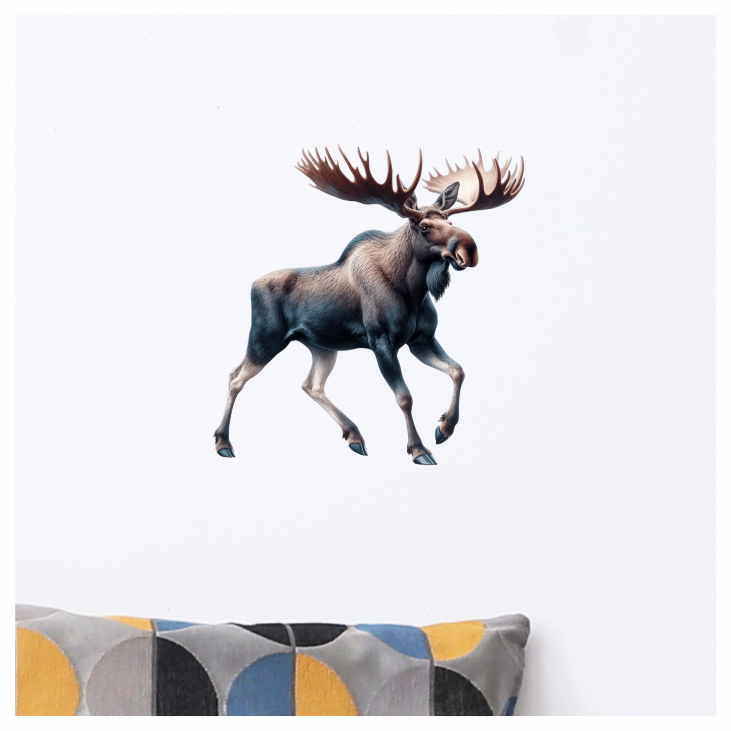 Moose Brown Forest Animal Running Vinyl Sticker Decal