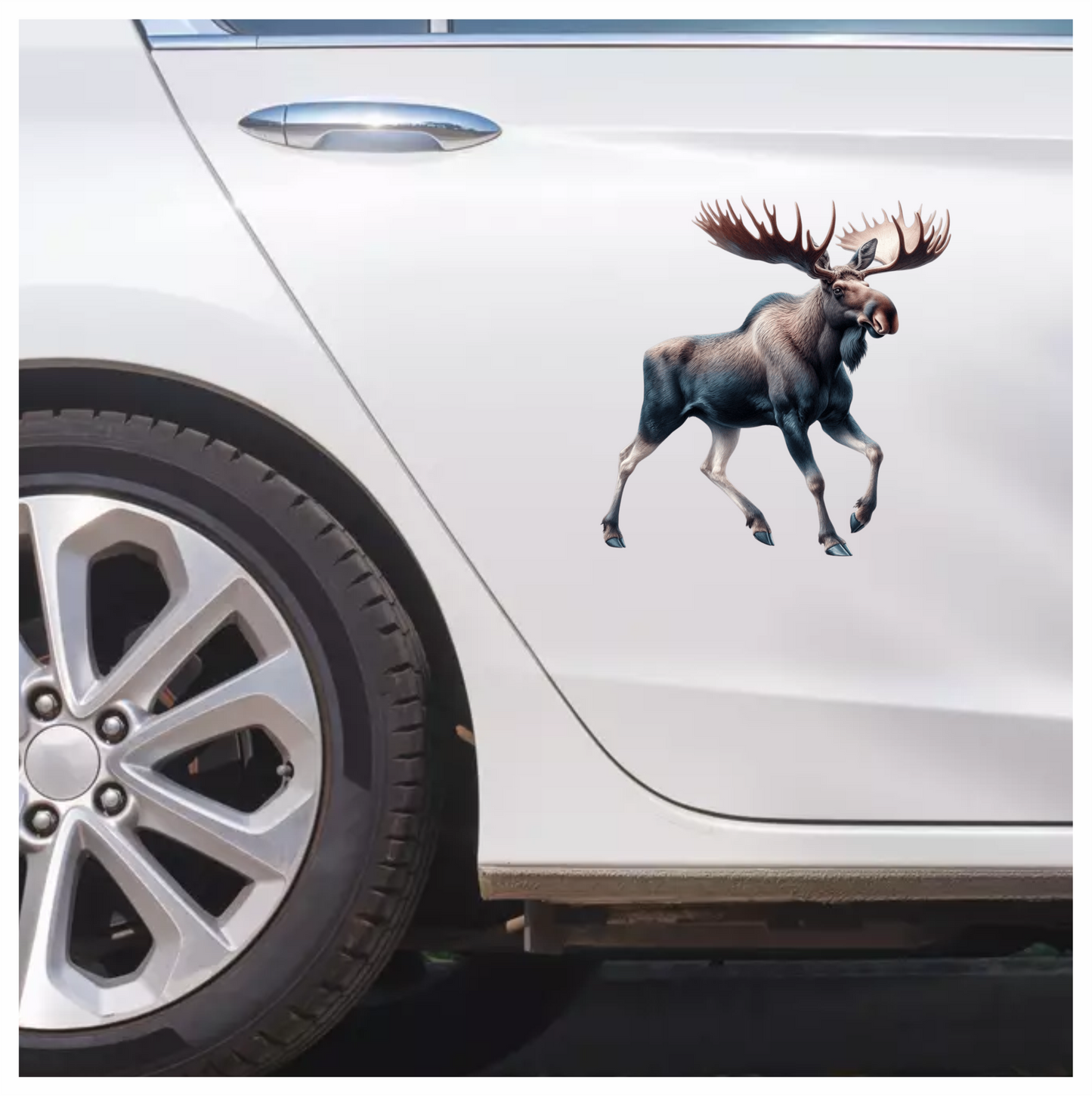 Moose Brown Forest Animal Running Vinyl Sticker Decal