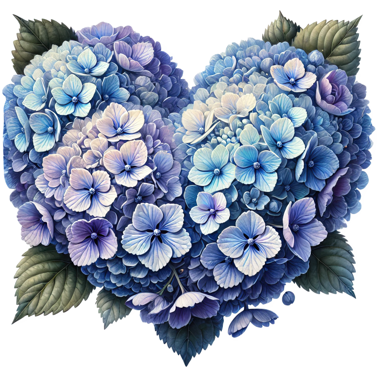 Blue Flowers Heart Leaves Vinyl Sticker Decal