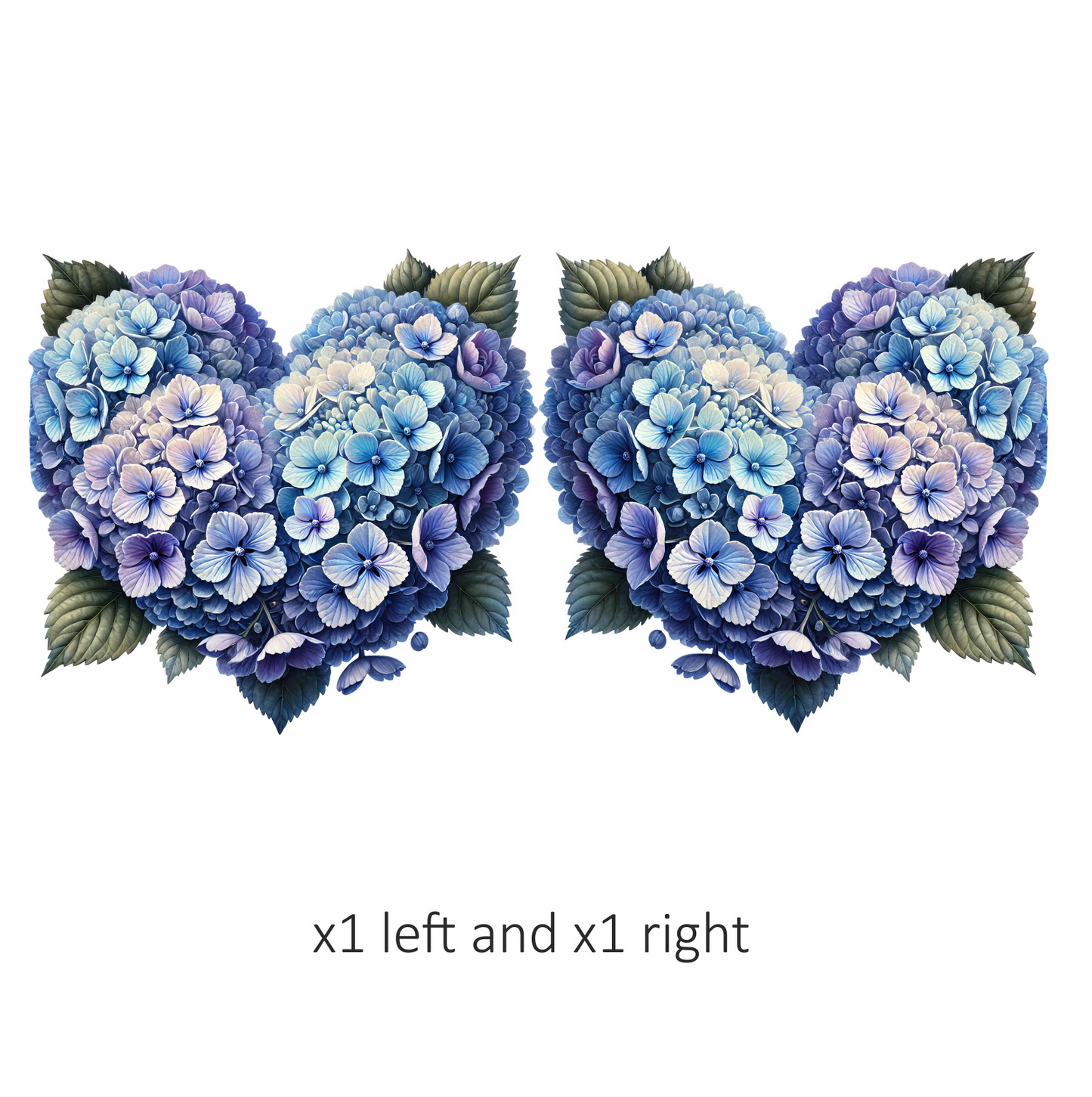 Blue Flowers Heart Leaves Vinyl Sticker Decal