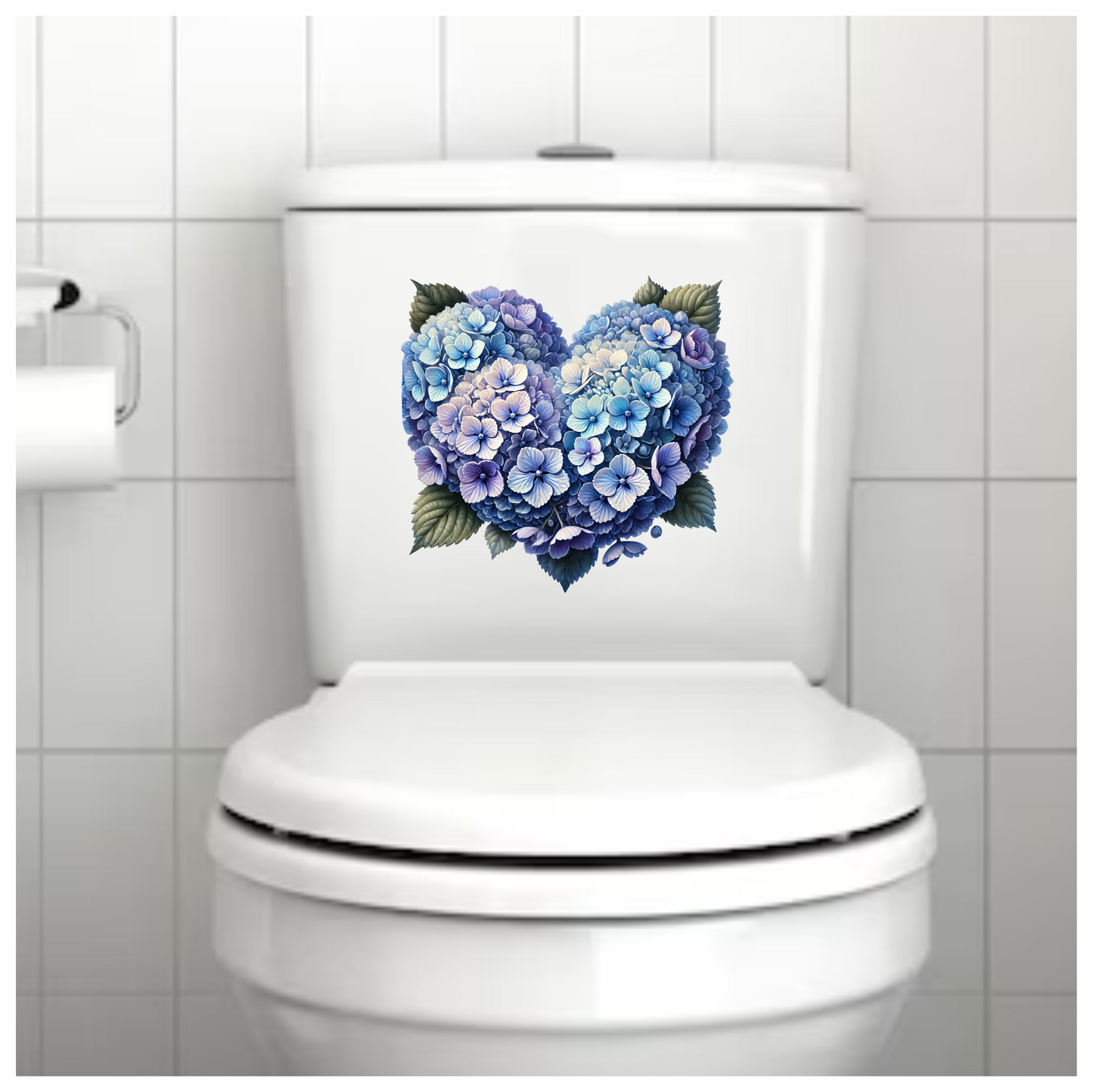 Blue Flowers Heart Leaves Vinyl Sticker Decal