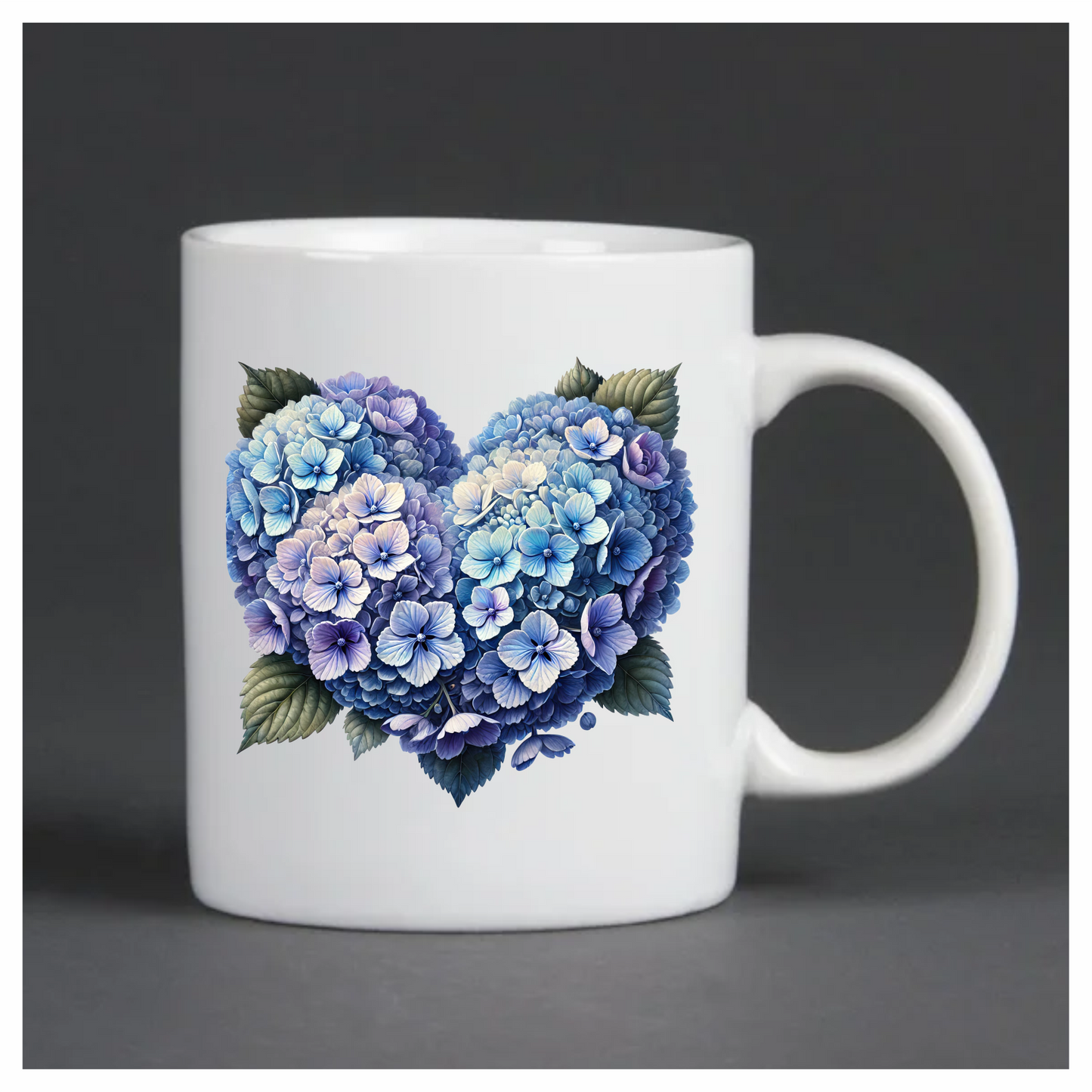 Blue Flowers Heart Leaves Vinyl Sticker Decal