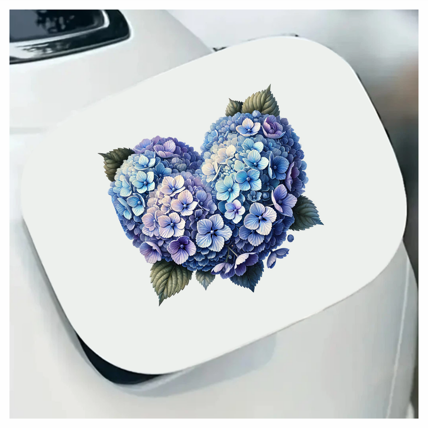 Blue Flowers Heart Leaves Vinyl Sticker Decal
